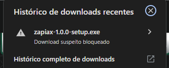 Chrome mostrando download suspeito bloqueado